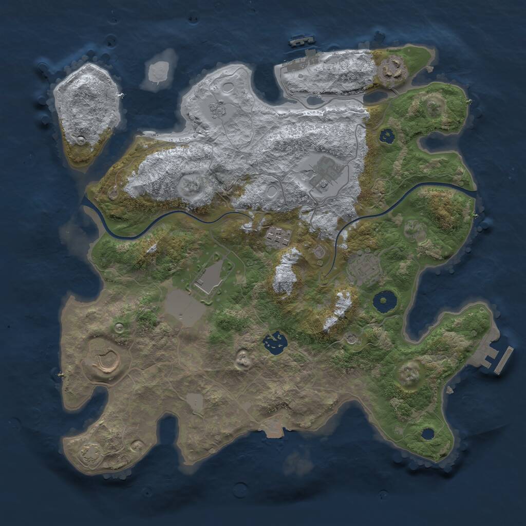 Rust Map: Procedural Map, Size: 3500, Seed: 1623190, 13 Monuments