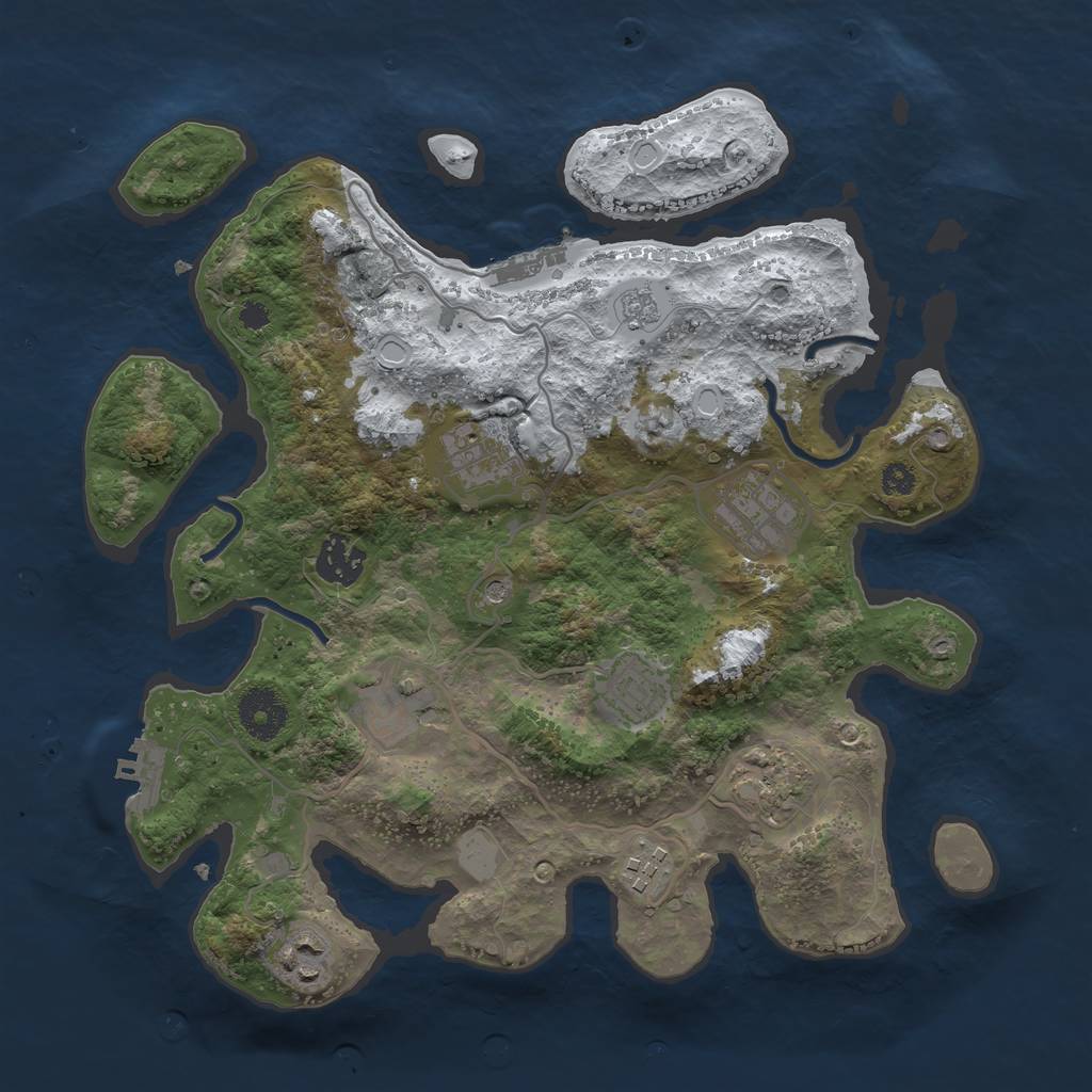 Rust Map: Procedural Map, Size: 3300, Seed: 2147483645, 17 Monuments