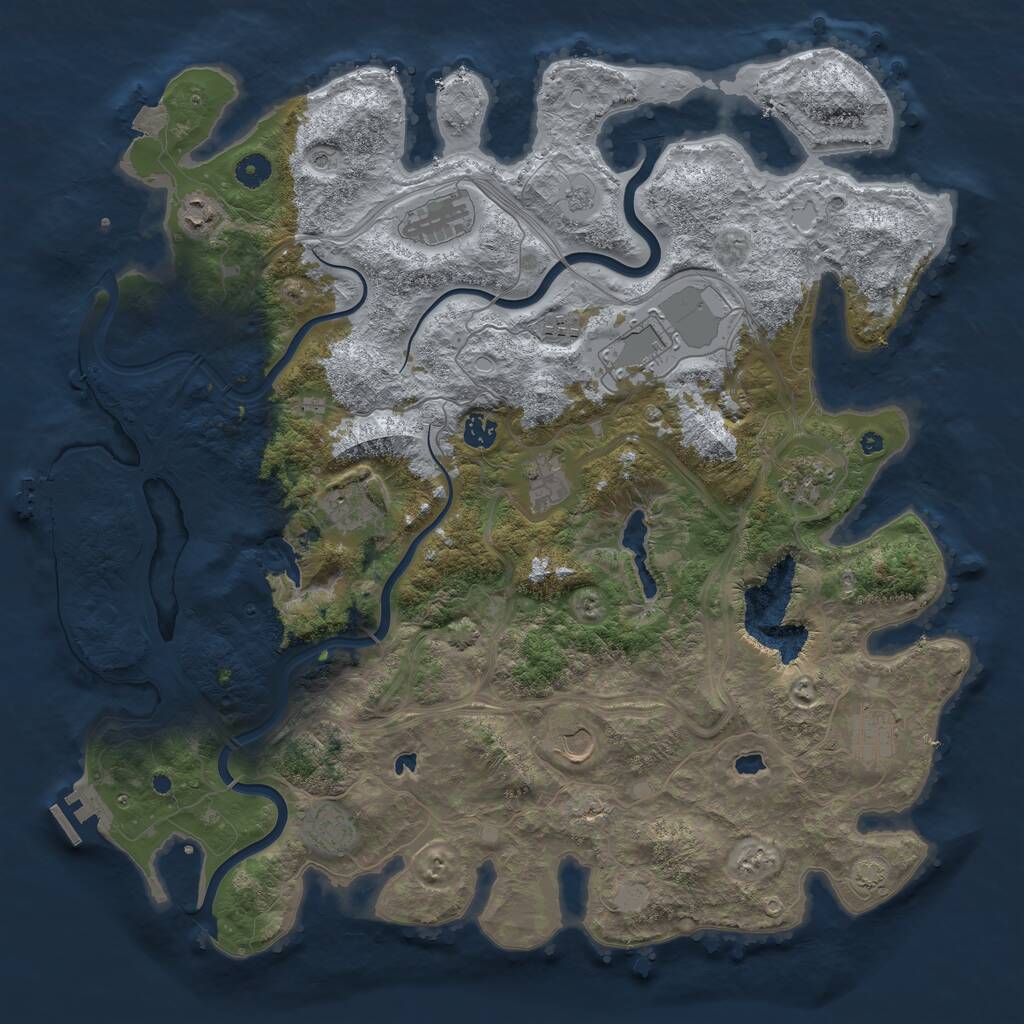 Rust Map: Procedural Map, Size: 4500, Seed: 393993804, 17 Monuments