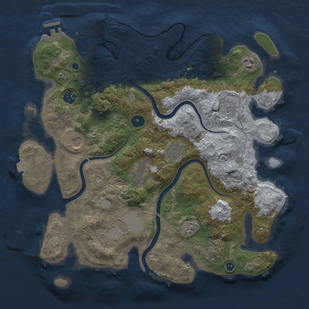 Rust Map: Procedural Map, Size: 3700, Seed: 100200300, 13 Monuments
