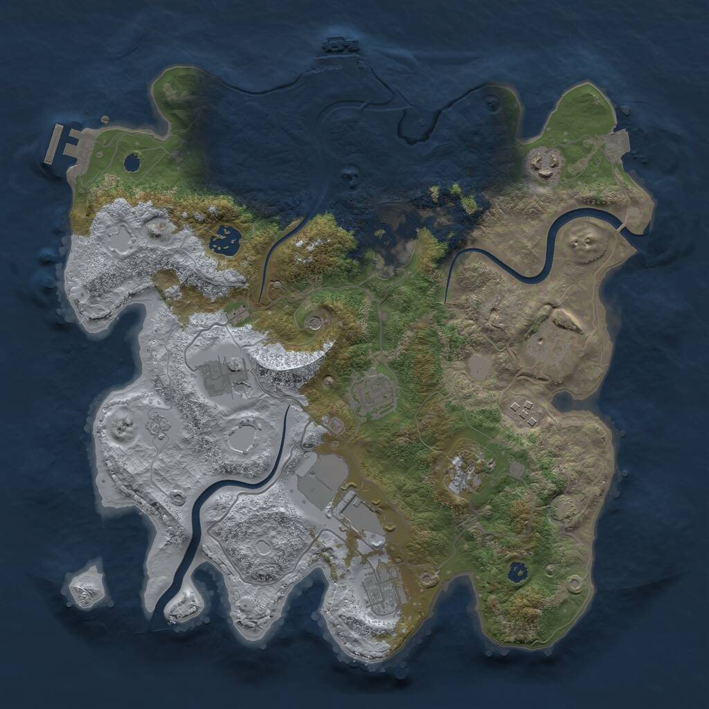 Rust Map: Procedural Map, Size: 3500, Seed: 1989124549, 16 Monuments