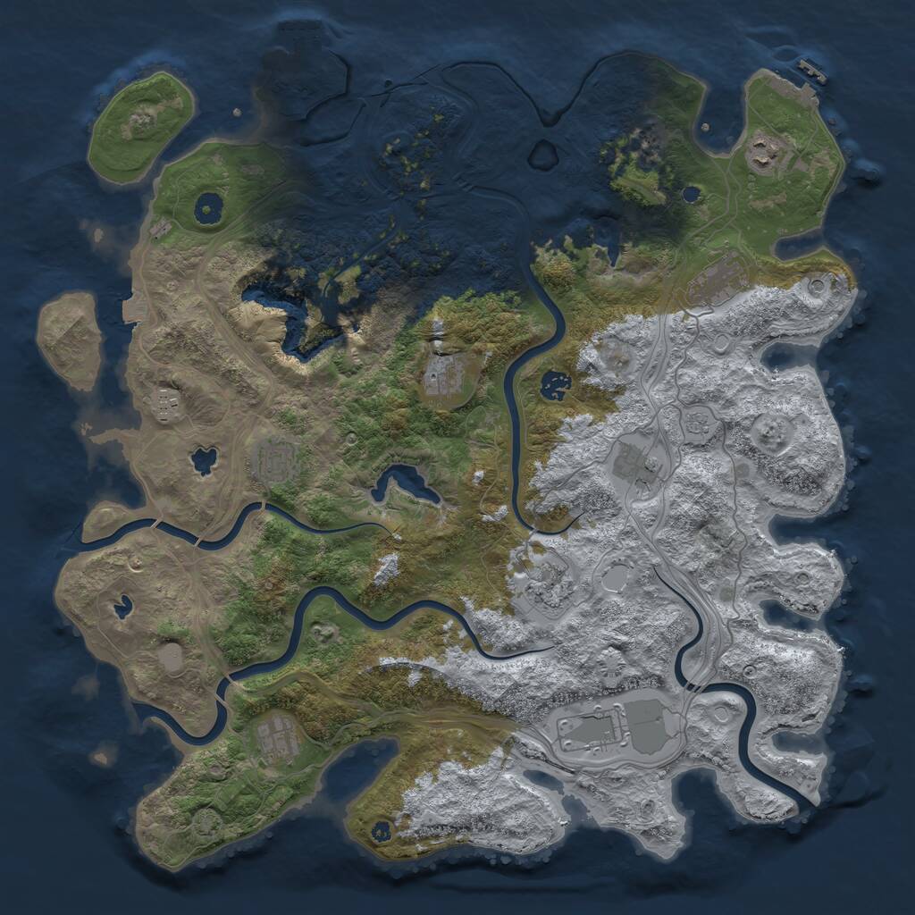 Rust Map: Procedural Map, Size: 4500, Seed: 1450647188, 16 Monuments