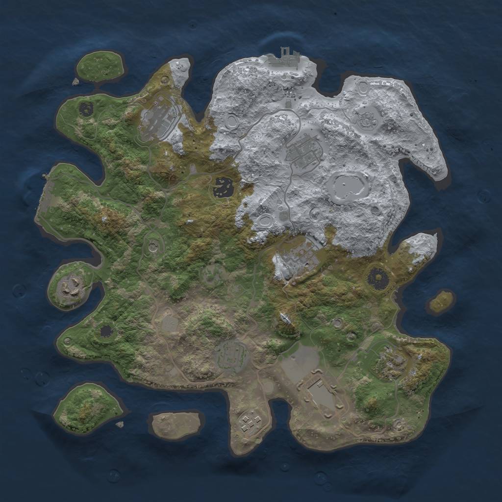 Rust Map: Procedural Map, Size: 3500, Seed: 1575265716, 18 Monuments