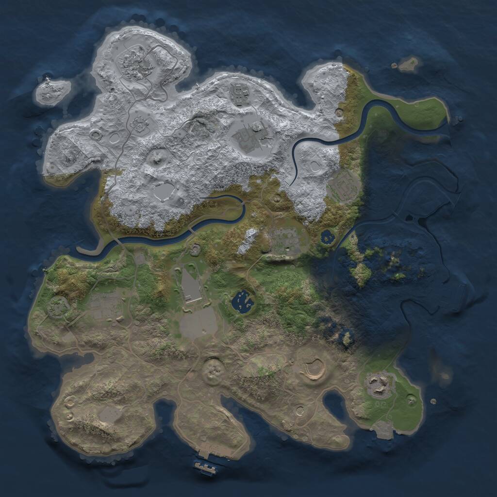 Rust Map: Procedural Map, Size: 3500, Seed: 2091838766, 16 Monuments