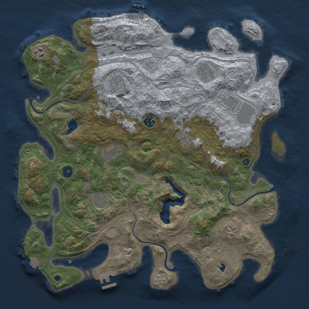 Rust Map: Procedural Map, Size: 4250, Seed: 704500182, 16 Monuments