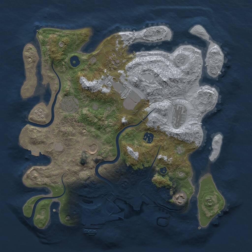 Rust Map: Procedural Map, Size: 3600, Seed: 3869923, 13 Monuments