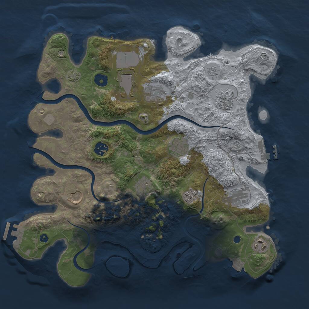 Rust Map: Procedural Map, Size: 3500, Seed: 338643410, 16 Monuments