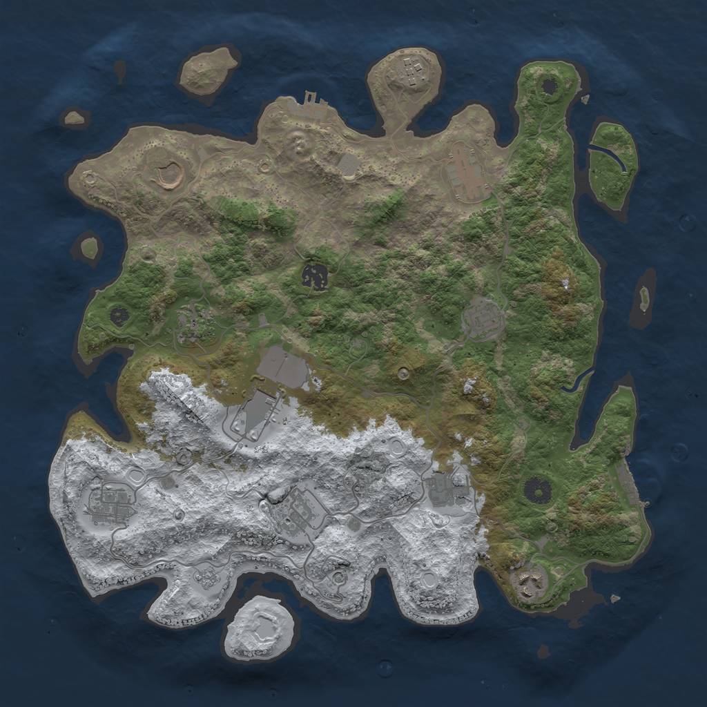 Rust Map: Procedural Map, Size: 3850, Seed: 425347752, 20 Monuments