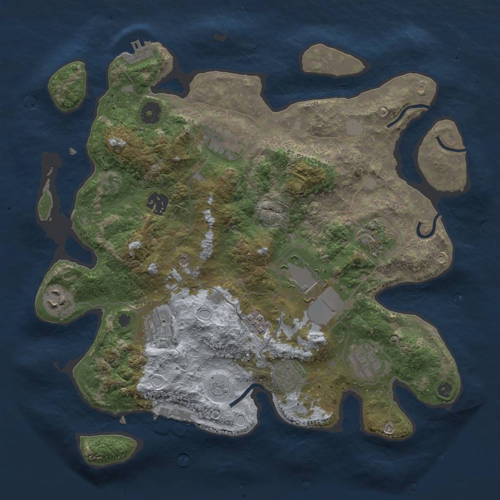 Rust Map: Procedural Map, Size: 3500, Seed: 1157236113, 18 Monuments
