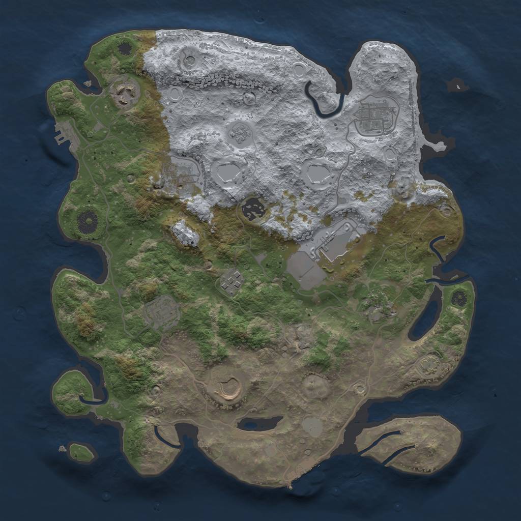 Rust Map: Procedural Map, Size: 3500, Seed: 1332240894, 17 Monuments