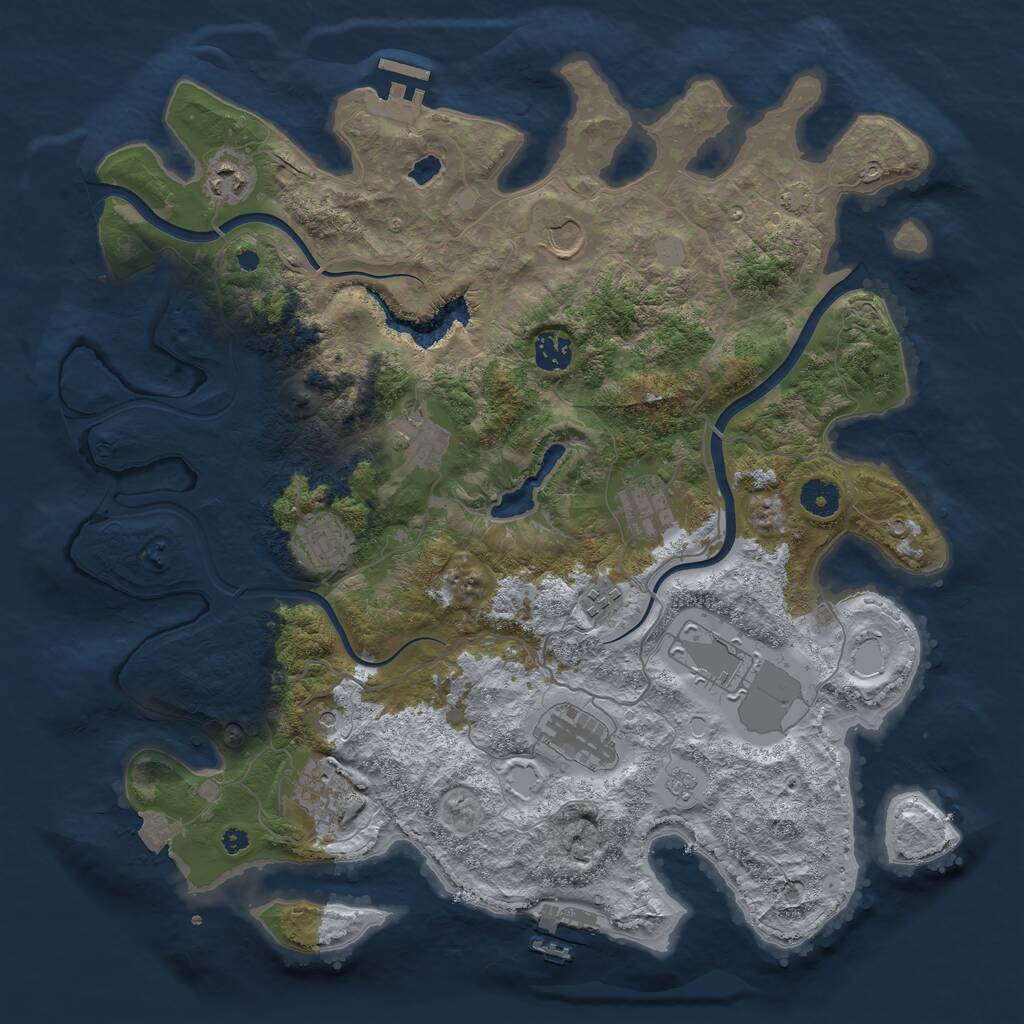 Rust Map: Procedural Map, Size: 4000, Seed: 38039088, 16 Monuments