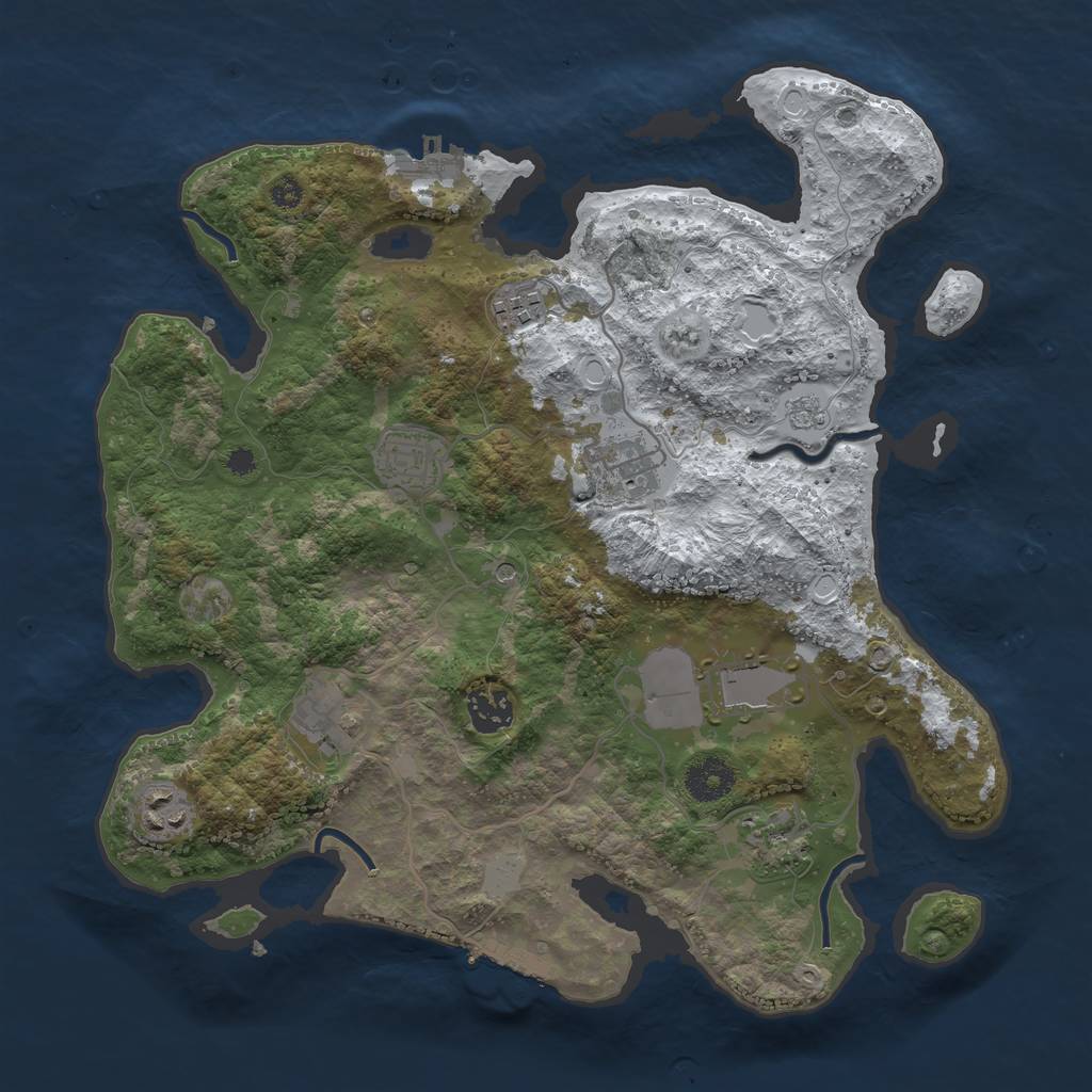 Rust Map: Procedural Map, Size: 3500, Seed: 1341683476, 17 Monuments