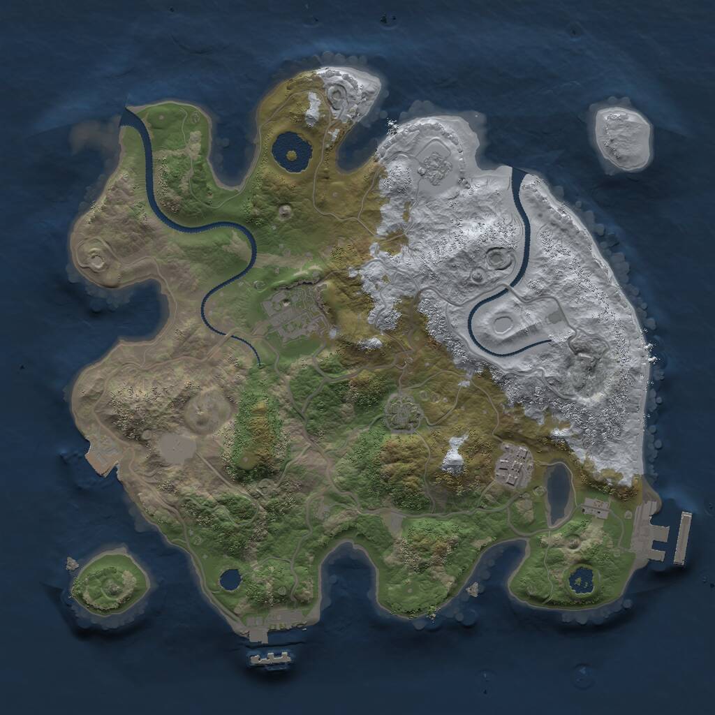 Rust Map: Procedural Map, Size: 2750, Seed: 1406202291, 7 Monuments