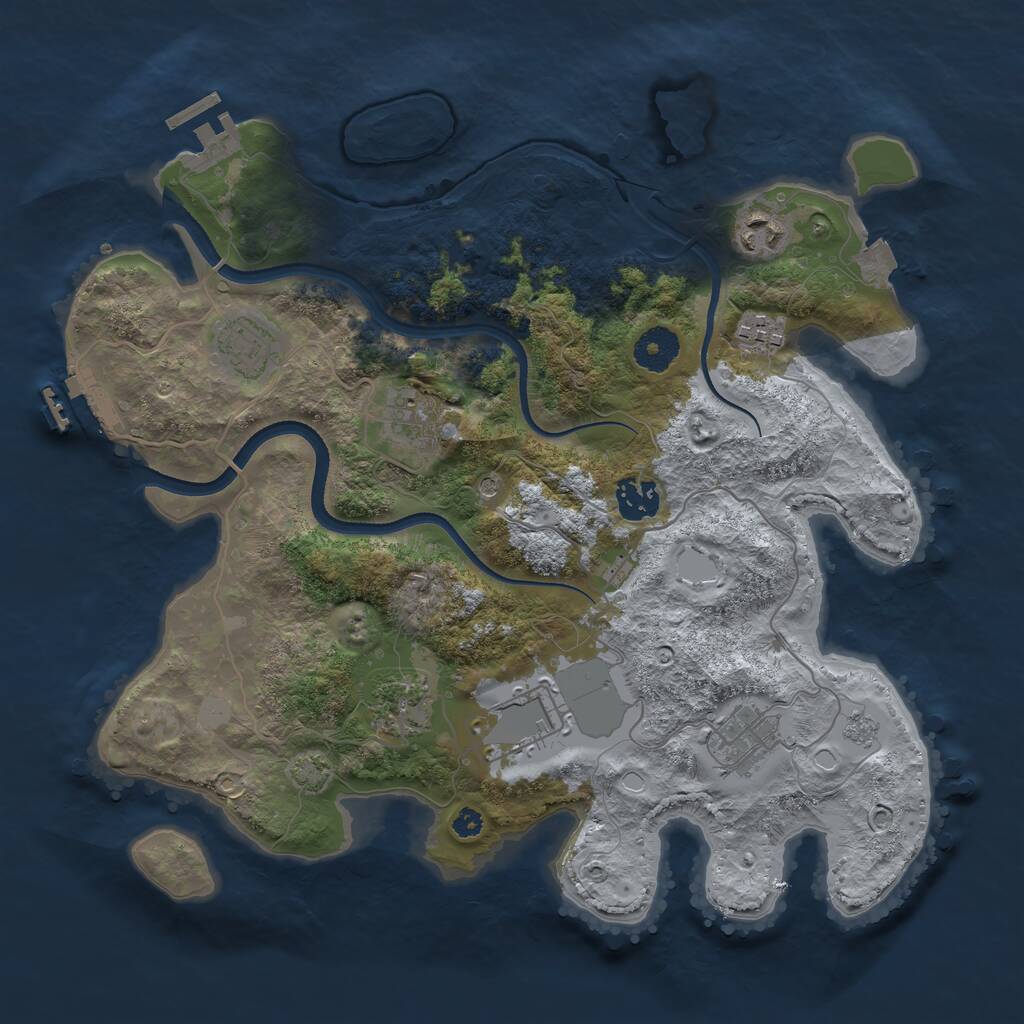 Rust Map: Procedural Map, Size: 3500, Seed: 1290881047, 14 Monuments
