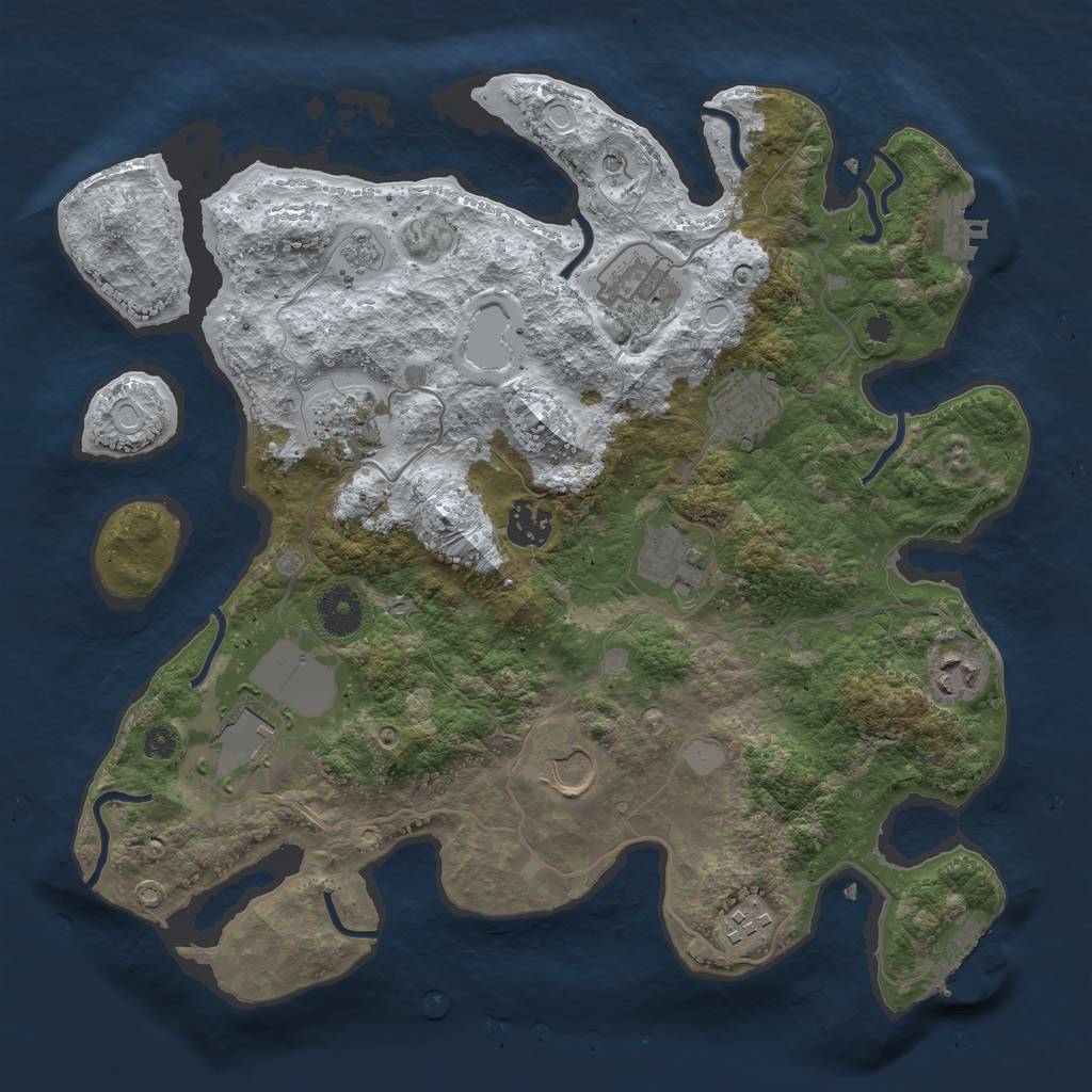 Rust Map: Procedural Map, Size: 3500, Seed: 1458455458, 18 Monuments