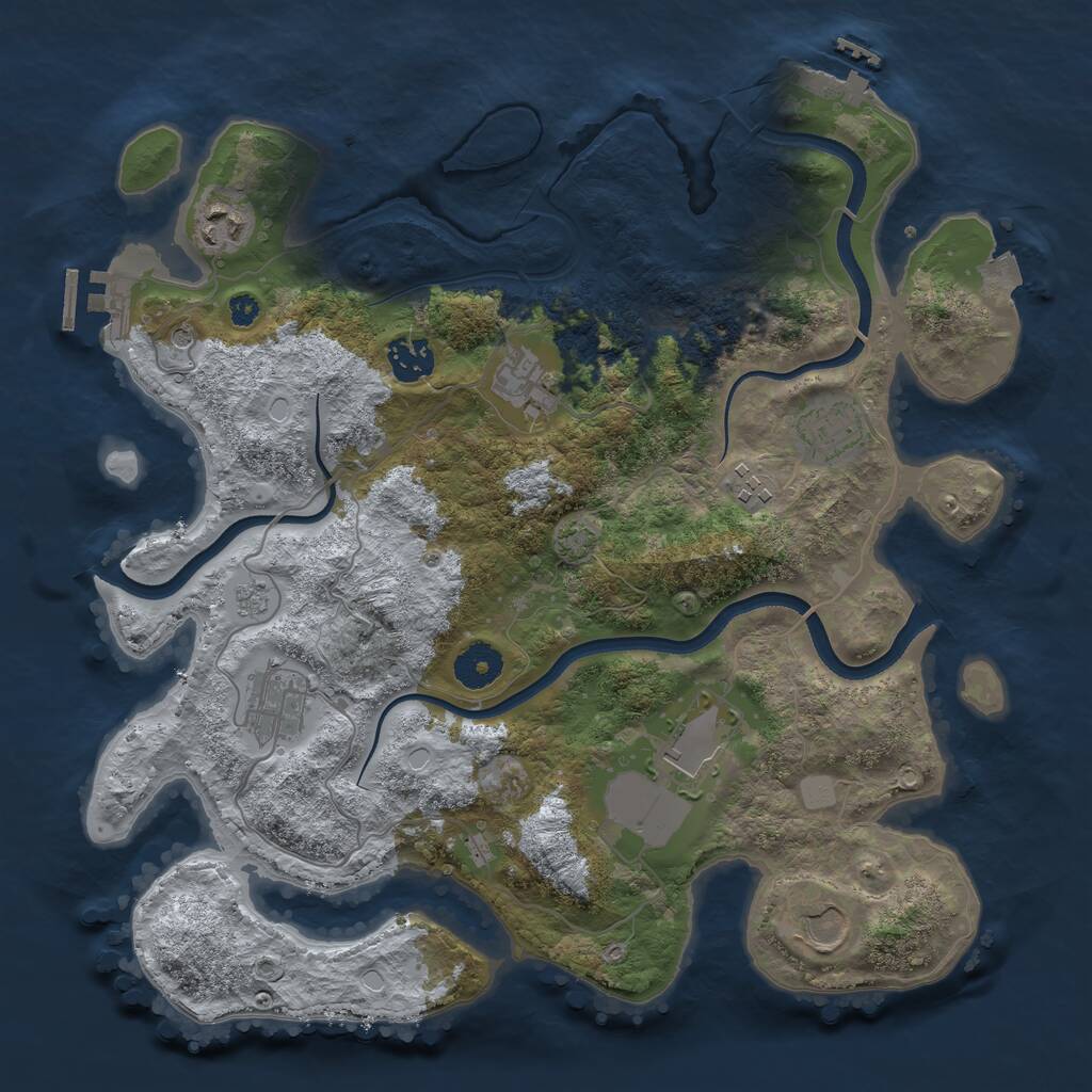 Rust Map: Procedural Map, Size: 3550, Seed: 155557, 14 Monuments