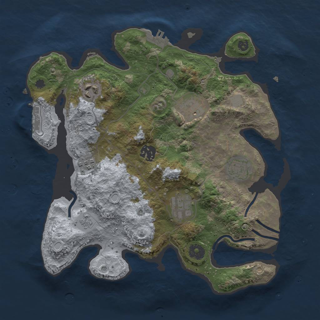 Rust Map: Procedural Map, Size: 3000, Seed: 393070847, 14 Monuments