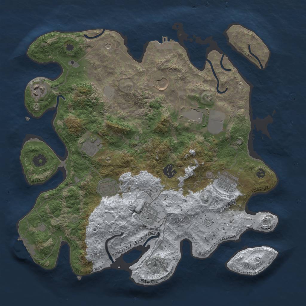Rust Map: Procedural Map, Size: 3500, Seed: 87908694, 17 Monuments