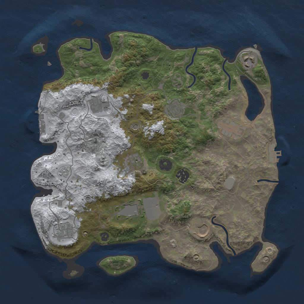 Rust Map: Procedural Map, Size: 3500, Seed: 621081646, 18 Monuments