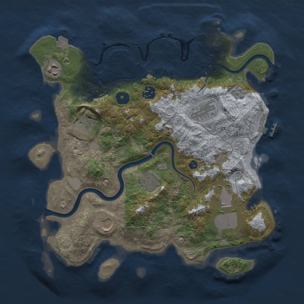 Rust Map: Procedural Map, Size: 3500, Seed: 72408467, 14 Monuments