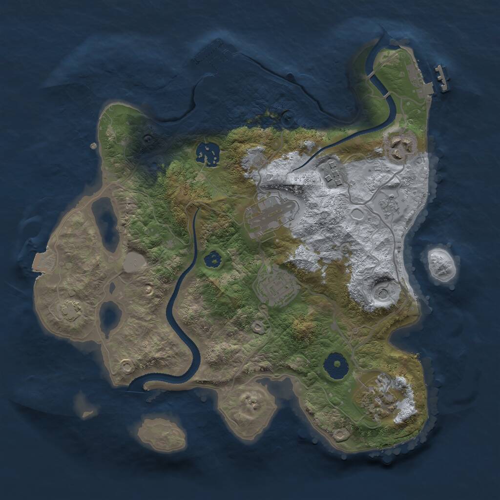 Rust Map: Procedural Map, Size: 3000, Seed: 1160843104, 12 Monuments