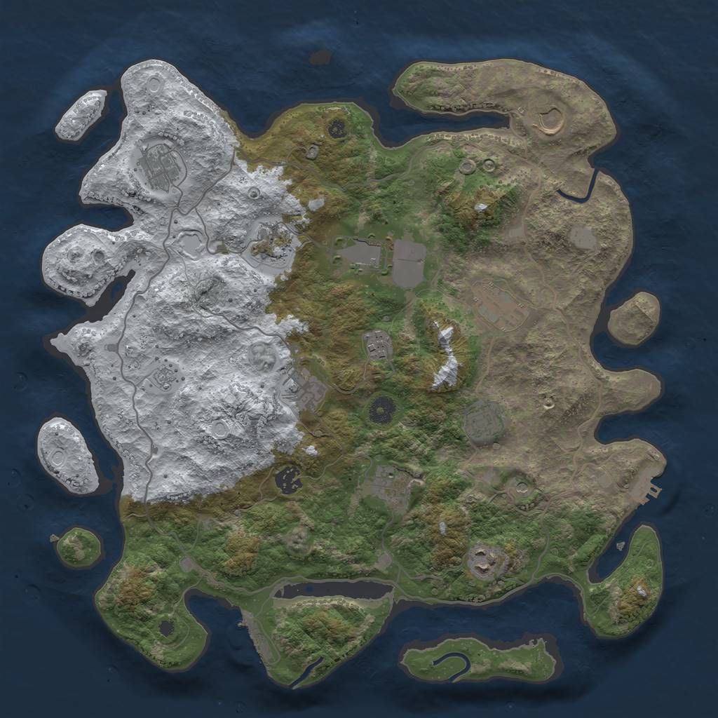 Rust Map: Procedural Map, Size: 4000, Seed: 689097, 20 Monuments