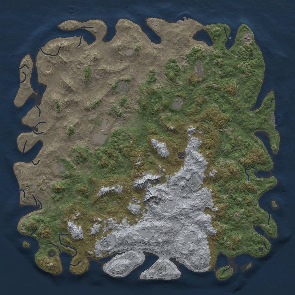 Rust Map: Procedural Map, Size: 6000, Seed: 601560578, 20 Monuments
