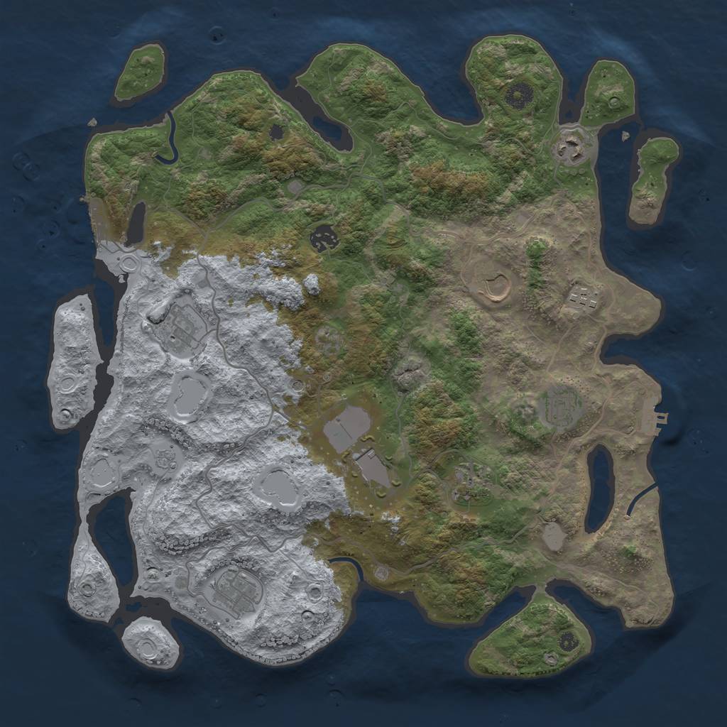Rust Map: Procedural Map, Size: 4000, Seed: 1004, 18 Monuments