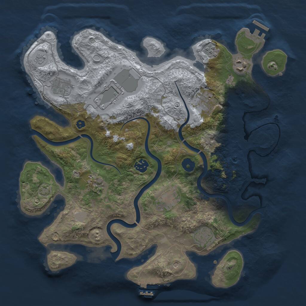 Rust Map: Procedural Map, Size: 3500, Seed: 5616005, 15 Monuments