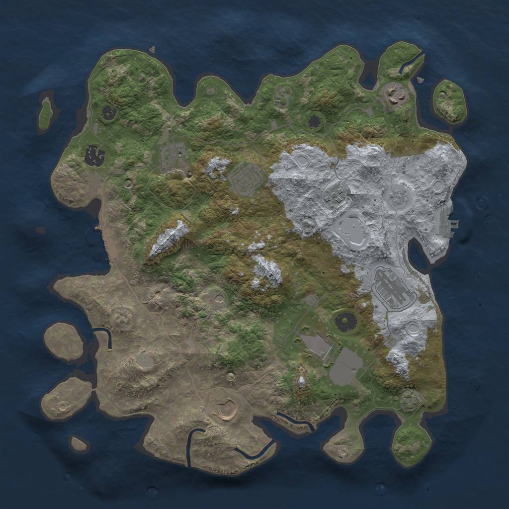 Rust Map: Procedural Map, Size: 3700, Seed: 12213323, 16 Monuments