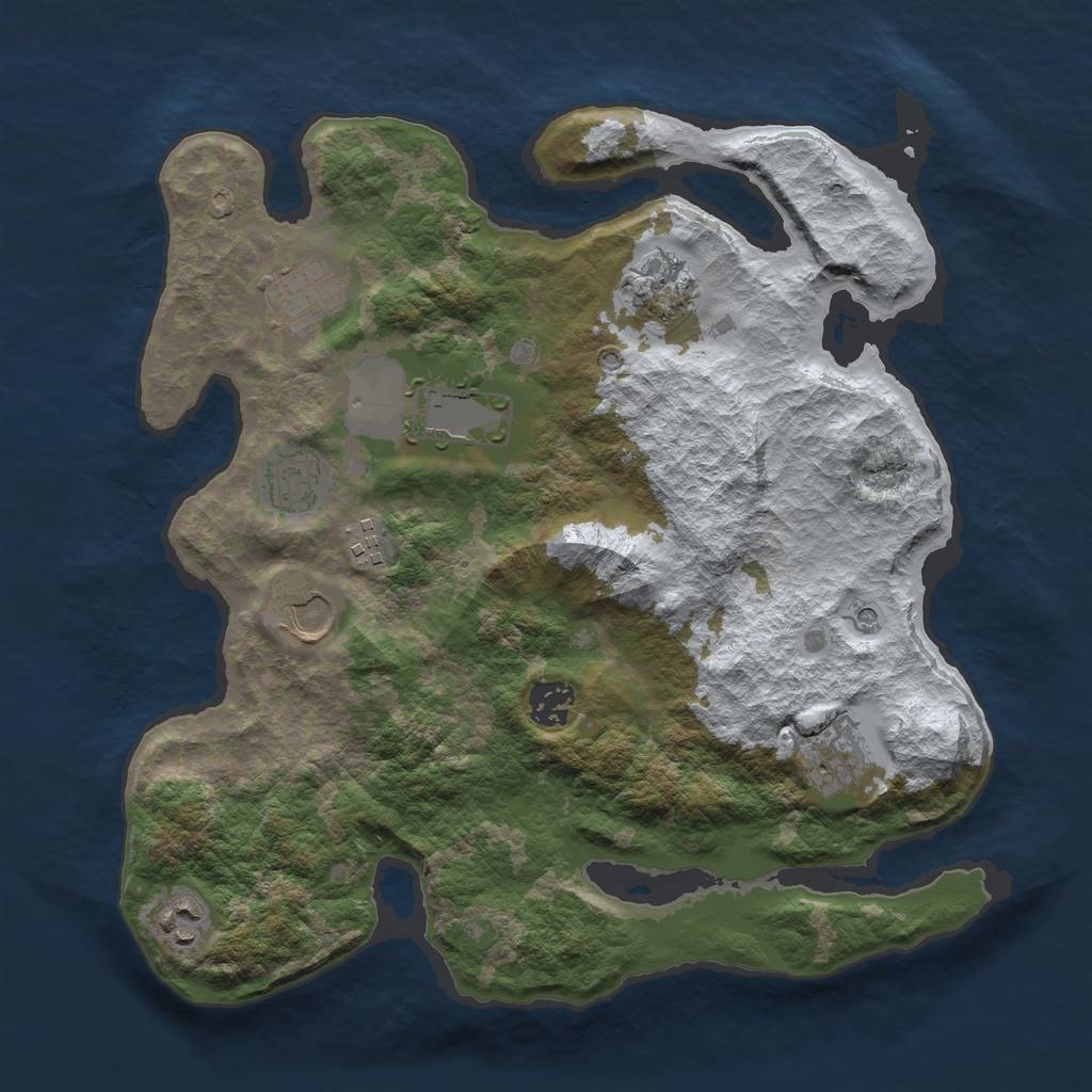 Rust Map: Barren, Size: 3500, Seed: 1847297432, 12 Monuments