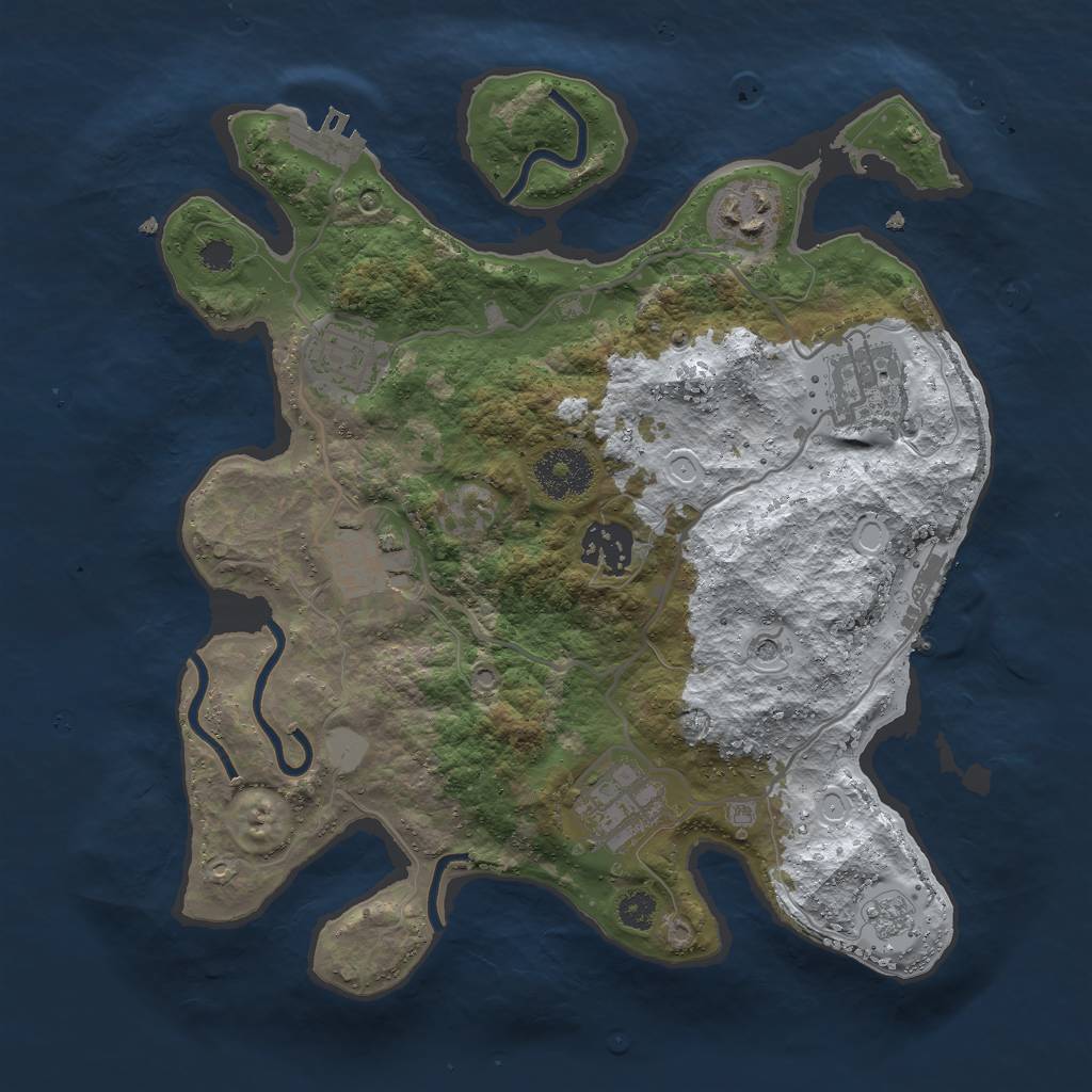 Rust Map: Procedural Map, Size: 3000, Seed: 20201203, 15 Monuments