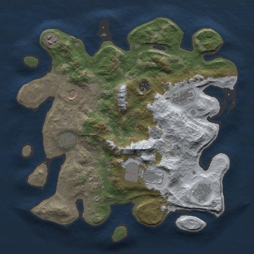 Rust Map: Barren, Size: 3500, Seed: 35512358, 12 Monuments