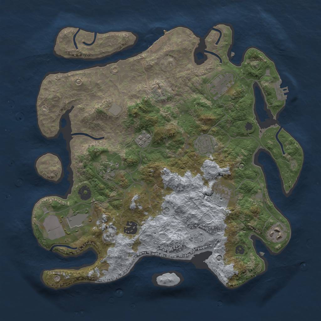 Rust Map: Procedural Map, Size: 3500, Seed: 1435515847, 17 Monuments