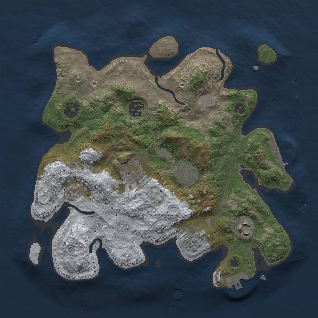 Rust Map: Procedural Map, Size: 3000, Seed: 878394818, 13 Monuments