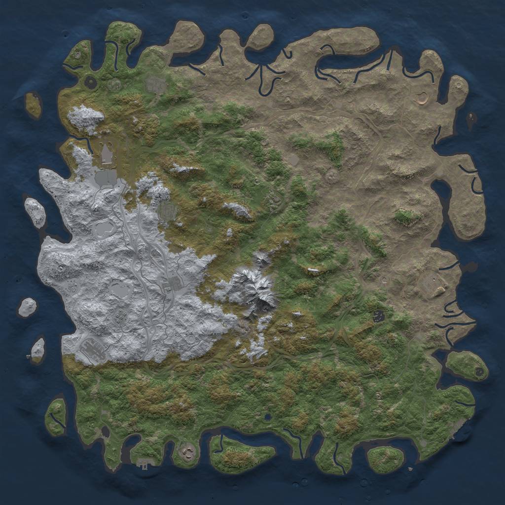 Rust Map: Procedural Map, Size: 6000, Seed: 609453050, 20 Monuments