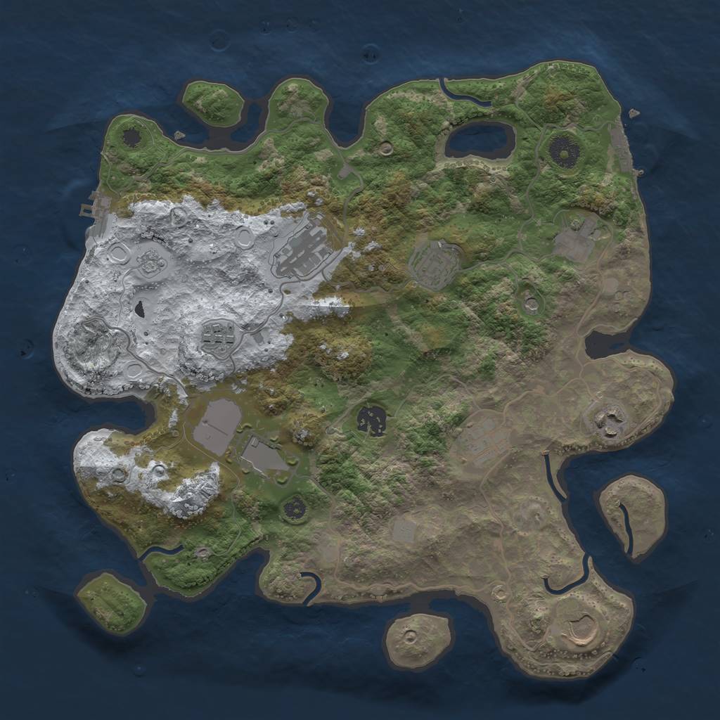 Rust Map: Procedural Map, Size: 3500, Seed: 77041, 18 Monuments