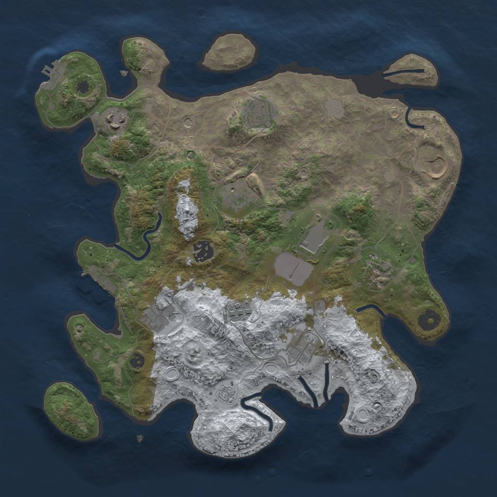 Rust Map: Procedural Map, Size: 3500, Seed: 57839210, 19 Monuments