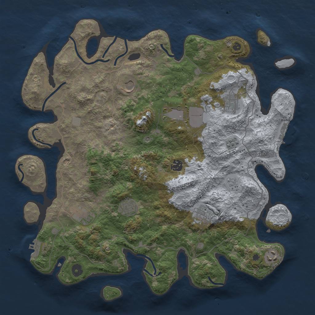Rust Map: Procedural Map, Size: 4000, Seed: 1696295275, 18 Monuments