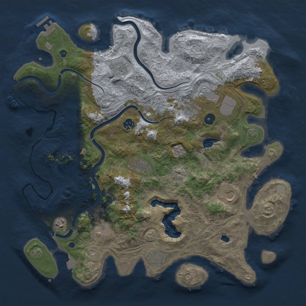 Rust Map: Procedural Map, Size: 4250, Seed: 830795, 16 Monuments