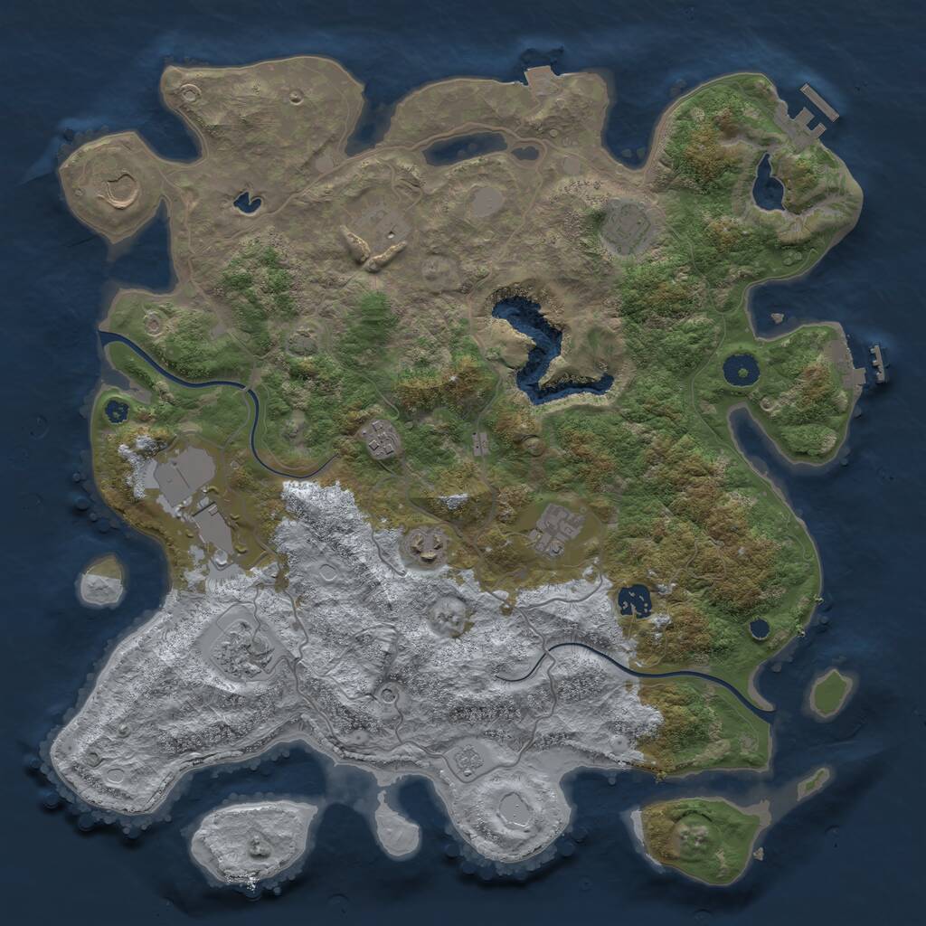 Rust Map: Procedural Map, Size: 4000, Seed: 2113802943, 15 Monuments