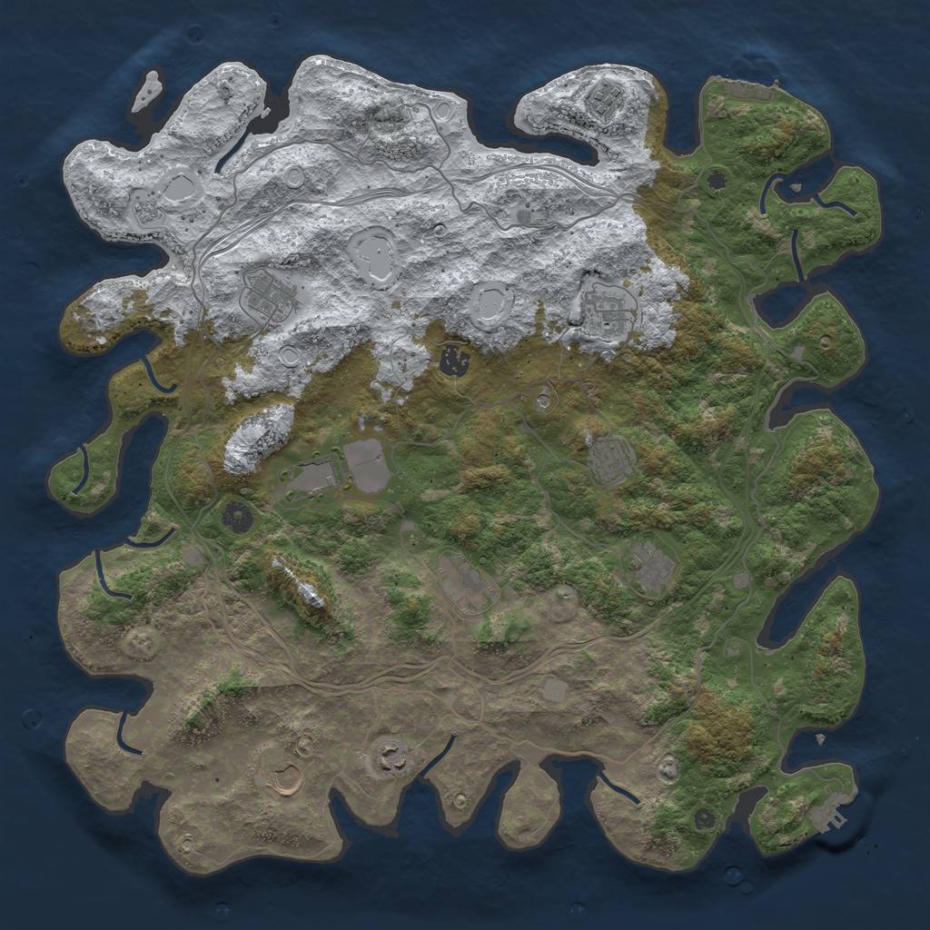 Rust Map: Procedural Map, Size: 4500, Seed: 465412, 19 Monuments