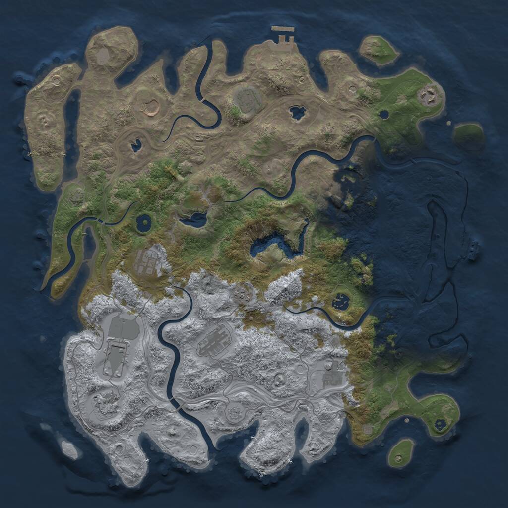 Rust Map: Procedural Map, Size: 4500, Seed: 1227381, 17 Monuments