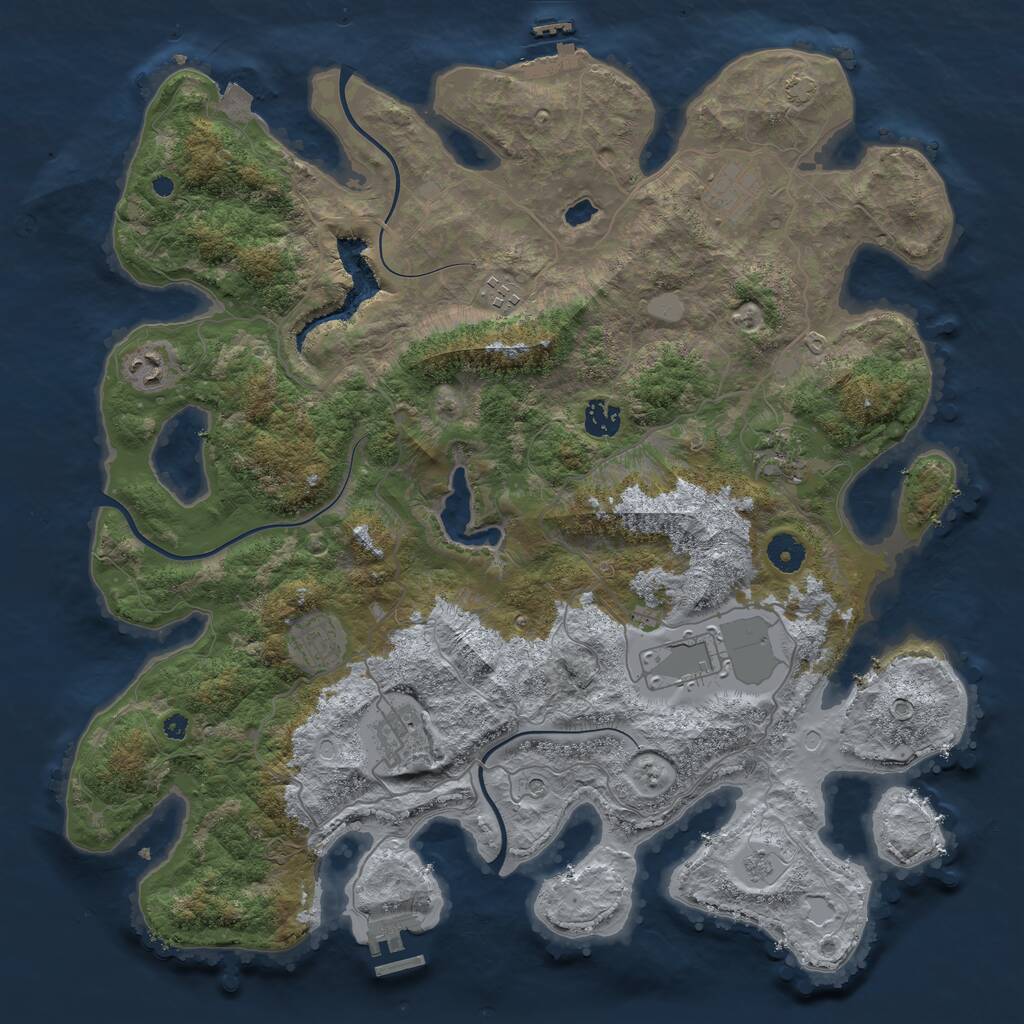 Rust Map: Procedural Map, Size: 4100, Seed: 998431, 14 Monuments
