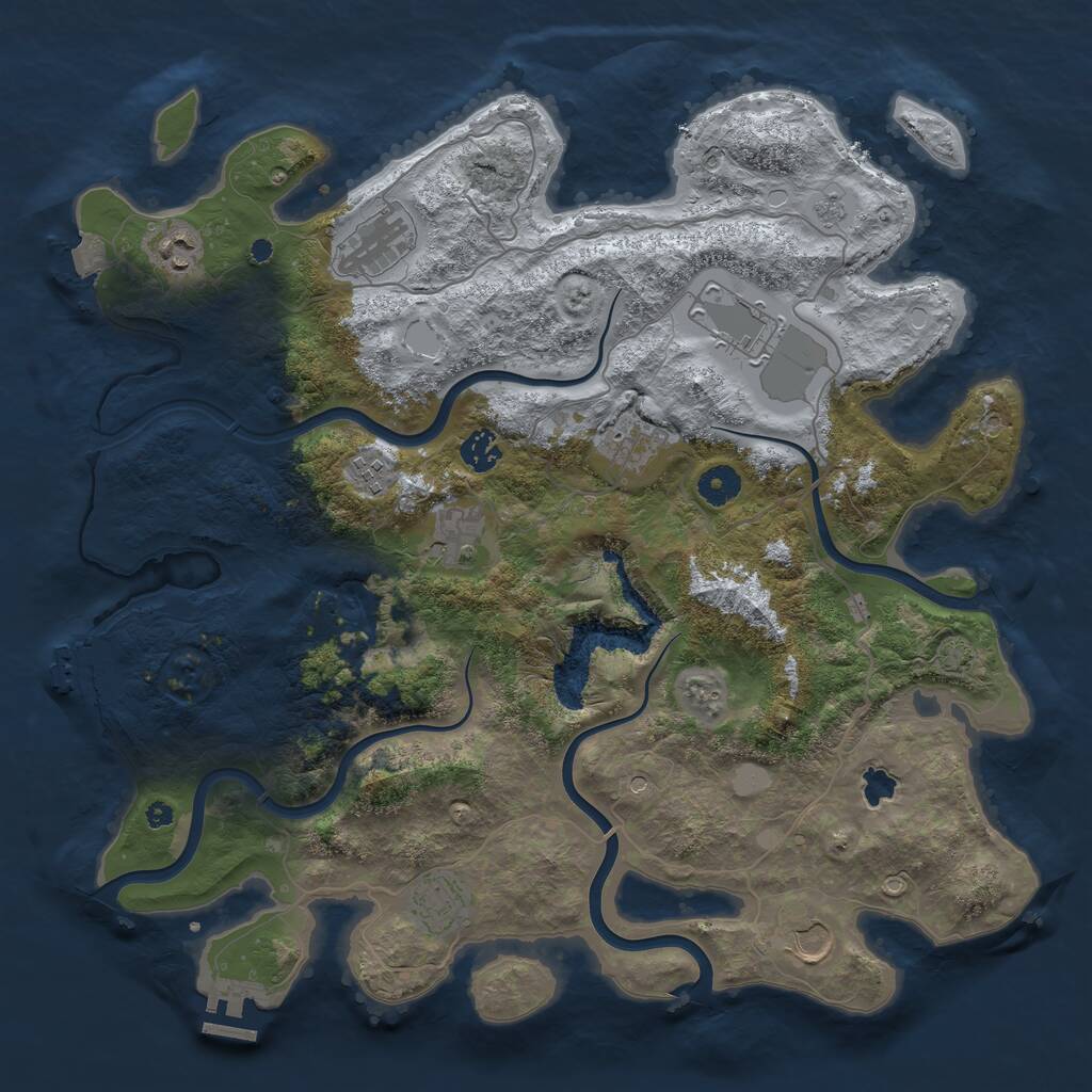 Rust Map: Procedural Map, Size: 4050, Seed: 1007432120, 15 Monuments