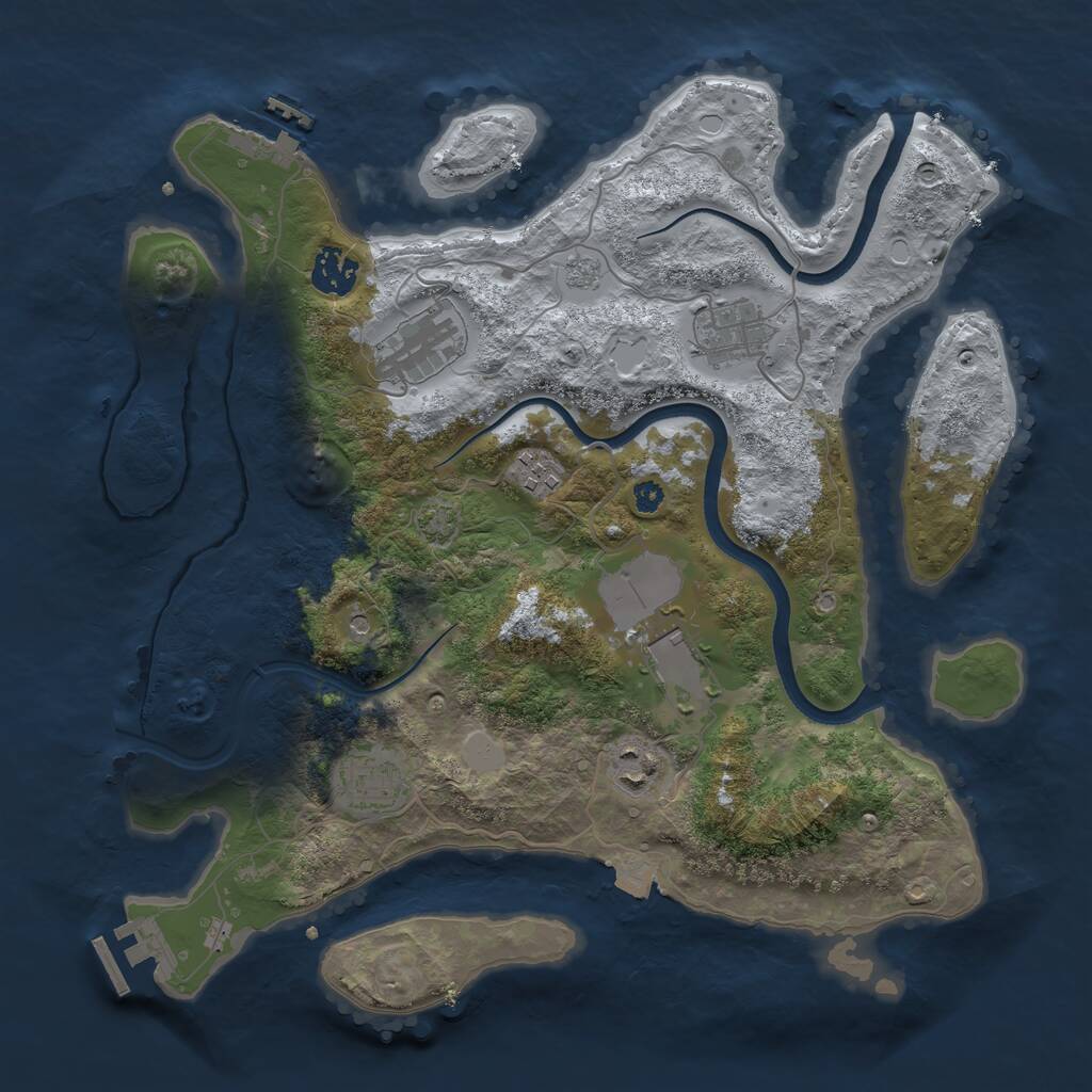 Rust Map: Procedural Map, Size: 3500, Seed: 804294183, 13 Monuments