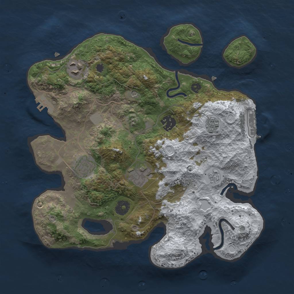 Rust Map: Procedural Map, Size: 3000, Seed: 31415926, 14 Monuments