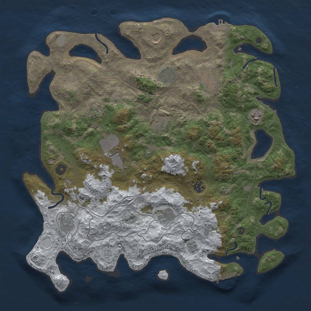 Rust Map: Procedural Map, Size: 4250, Seed: 415028436, 20 Monuments