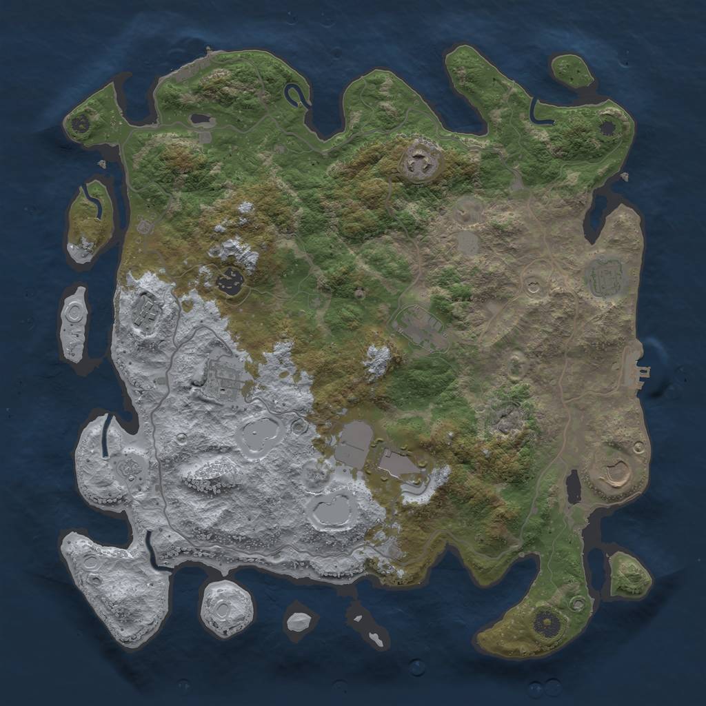 Rust Map: Procedural Map, Size: 4000, Seed: 865939801, 17 Monuments