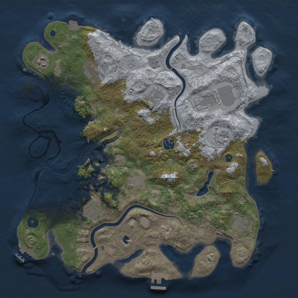 Rust Map: Procedural Map, Size: 4000, Seed: 1992802254, 16 Monuments